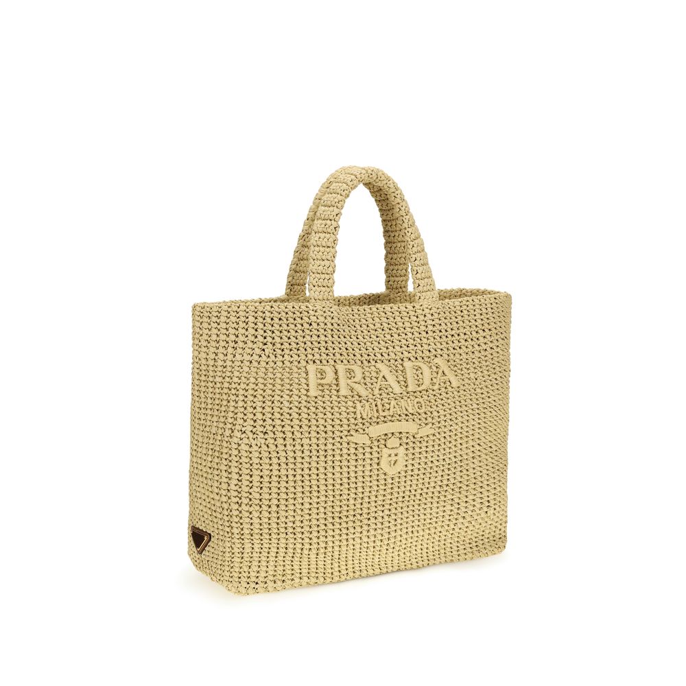 Prada Beige Raffia Schultertasche – Eleganz für den Sommer