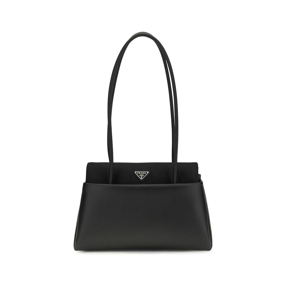 Prada Schwarze Bos Taurus Kalbsleder Schultertasche – Eleganz neu definiert