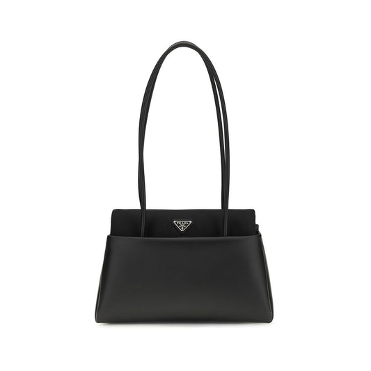 Prada Schwarze Bos Taurus Kalbsleder Schultertasche – Eleganz neu definiert