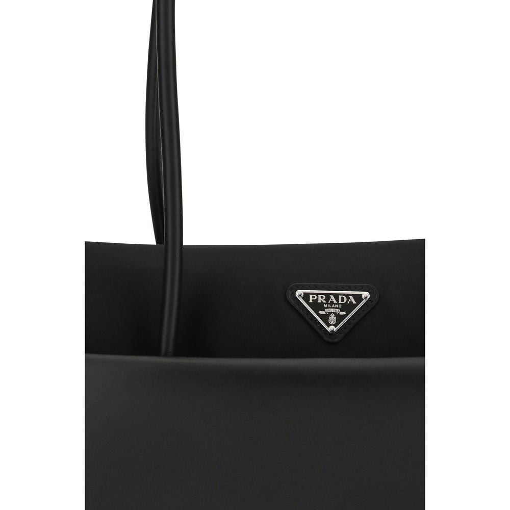 Prada Schwarze Bos Taurus Kalbsleder Schultertasche – Eleganz neu definiert