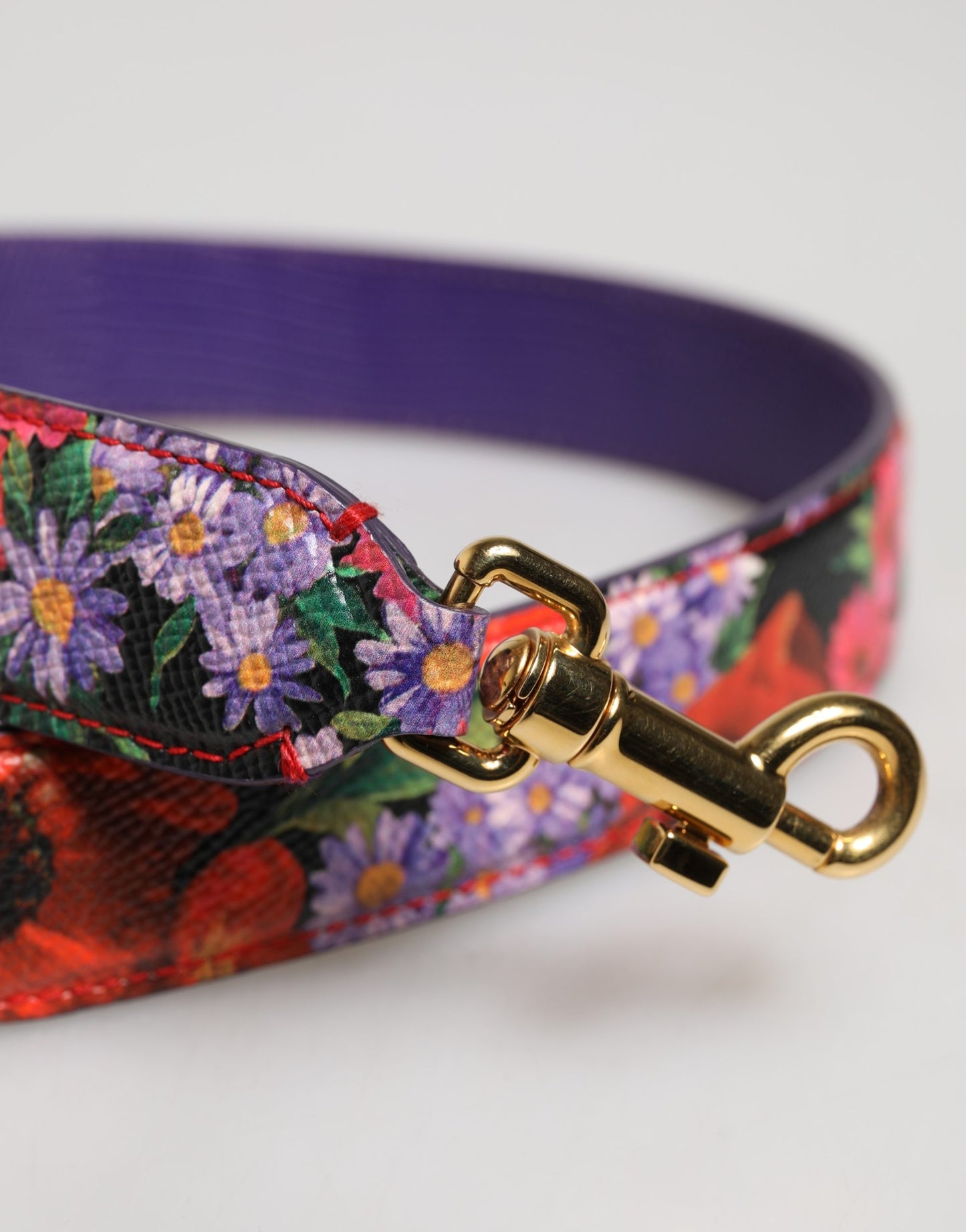 Schulterriemen aus Leder mit mehrfarbigem Blumenmuster
