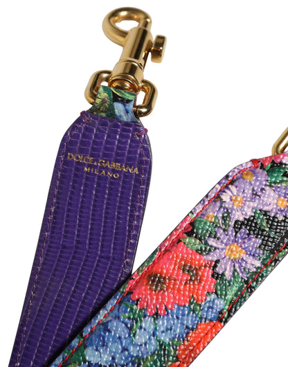Schulterriemen aus Leder mit mehrfarbigem Blumenmuster