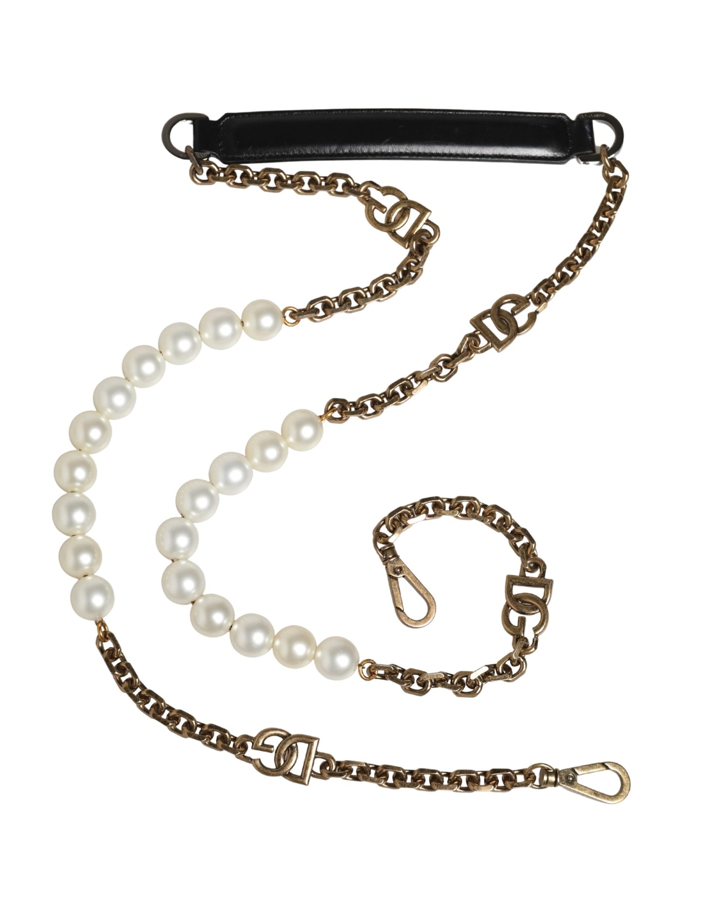 Schwarzes Leder Goldkette Tasche Accessoire Schulterriemen