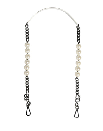 Weiße Leder-Kette-Taschen-Accessoire Schultergurt mit Silberkette