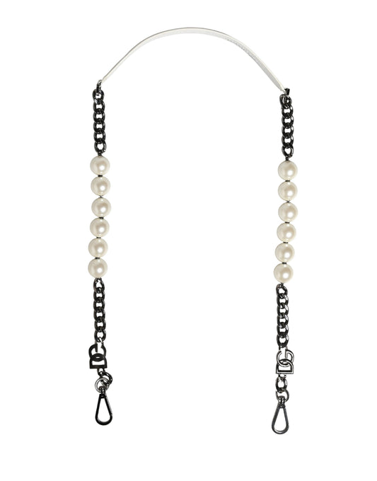 Weiße Leder-Kette-Taschen-Accessoire Schultergurt mit Silberkette