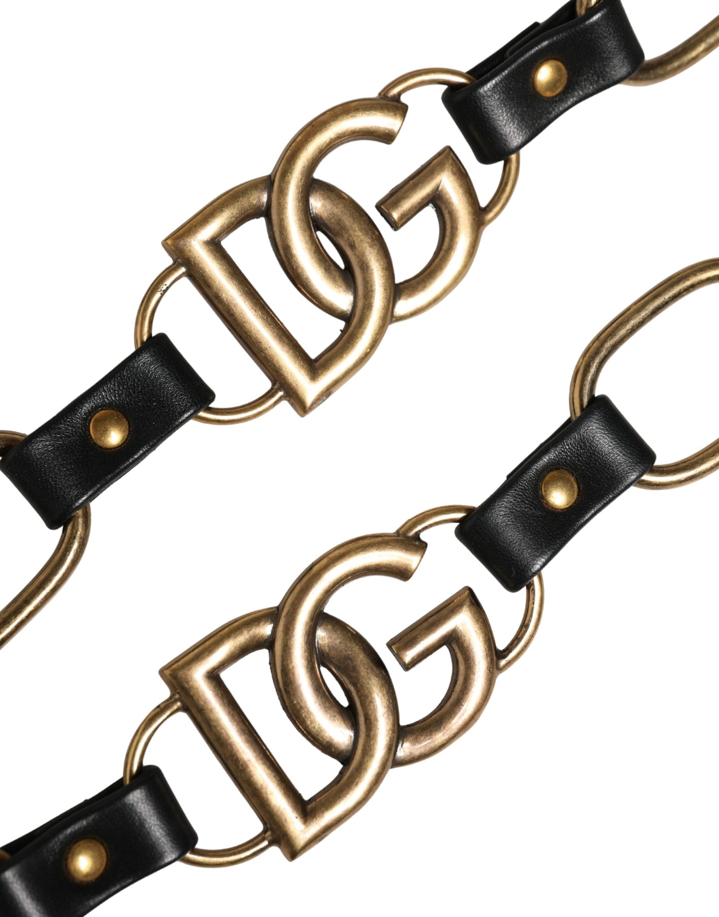 Schwarzes Leder Goldkette Tasche Accessoire Schulterriemen