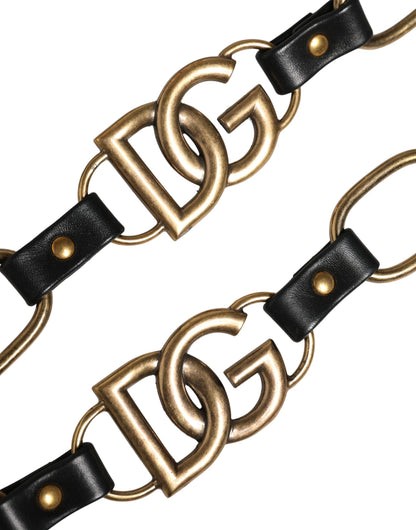 Schwarzes Leder Goldkette Tasche Accessoire Schulterriemen
