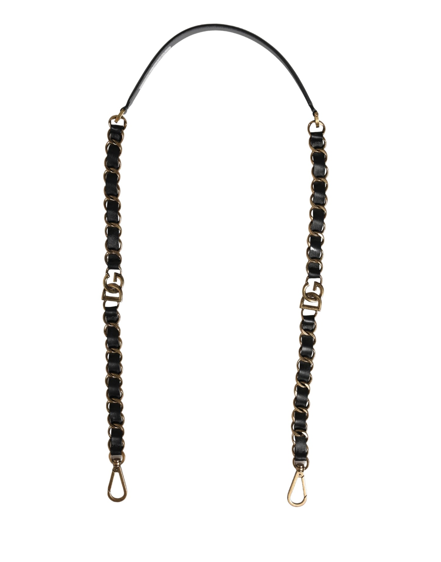 Schwarzes Leder Goldkette Tasche Accessoire Schulterriemen