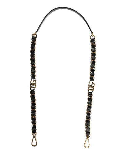 Schwarzes Leder Goldkette Tasche Accessoire Schulterriemen