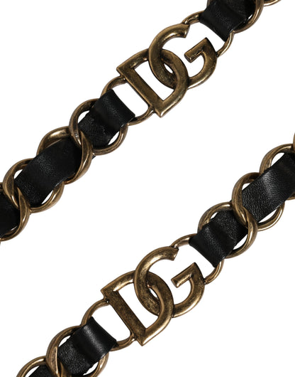 Schwarzes Leder Goldkette Tasche Accessoire Schulterriemen