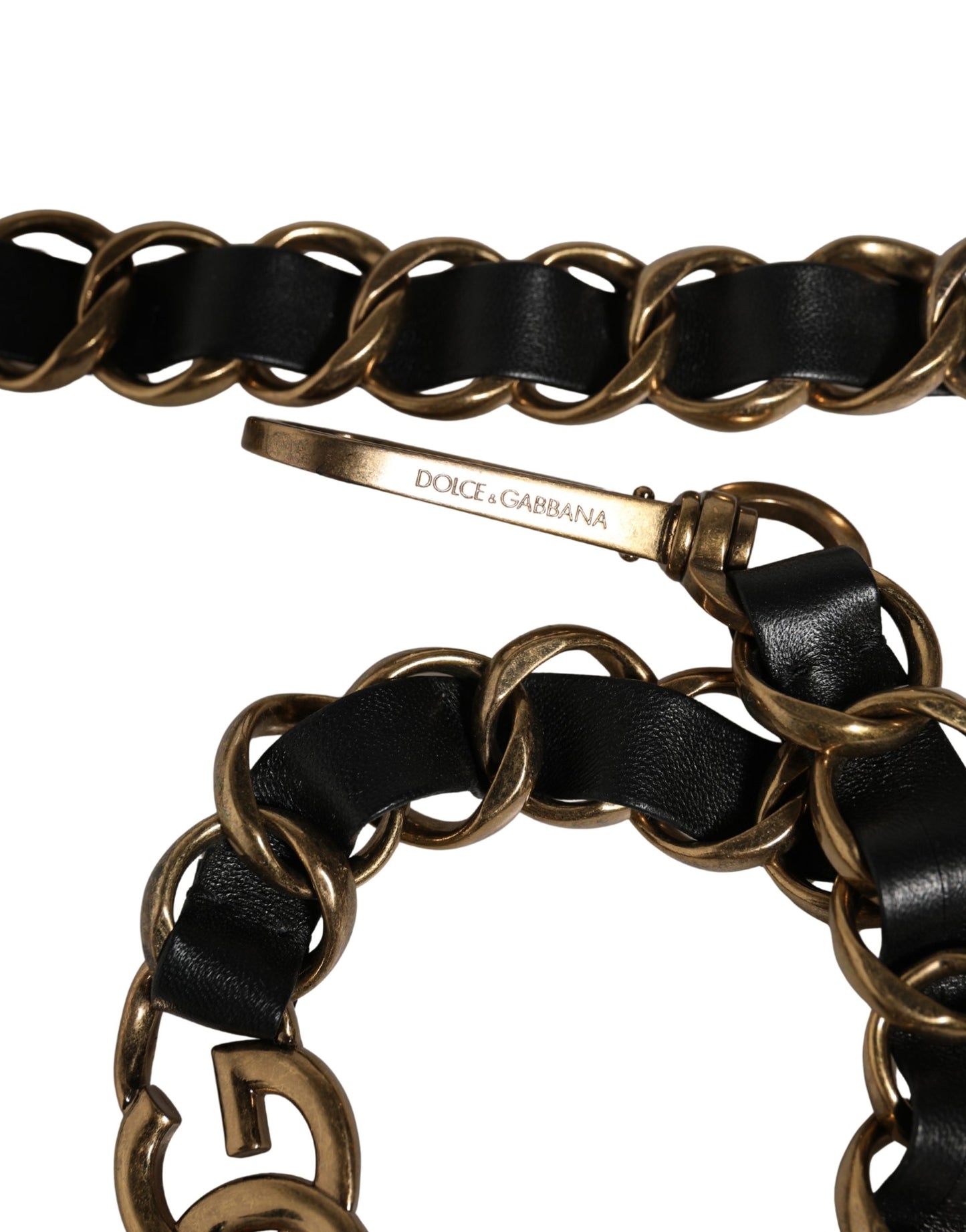 Schwarzes Leder Goldkette Tasche Accessoire Schulterriemen