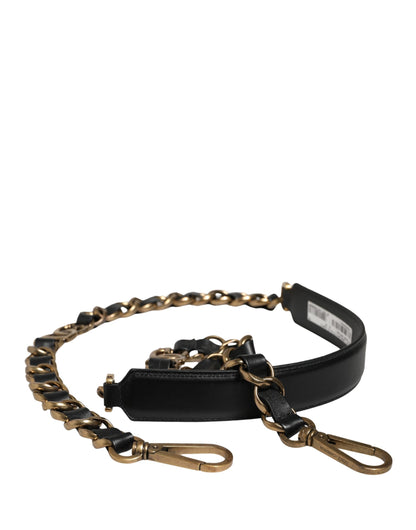 Schwarzes Leder Goldkette Tasche Accessoire Schulterriemen