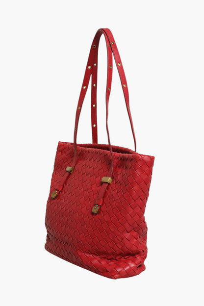 Rote Intrecciato Ledertasche