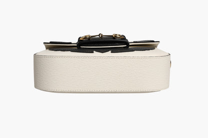 Gucci x Adidas Horsebit 1955 Schultertasche aus weißem und schwarzem Kalbsleder
