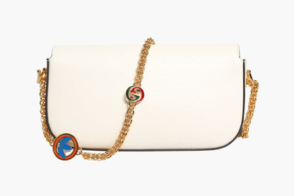 Gucci x Adidas Horsebit 1955 Schultertasche aus weißem und schwarzem Kalbsleder