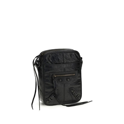Schwarze Lammleder Schultertasche Ovis Aries Aries