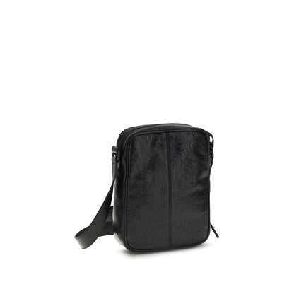 Schwarze Lammleder Schultertasche Ovis Aries Aries