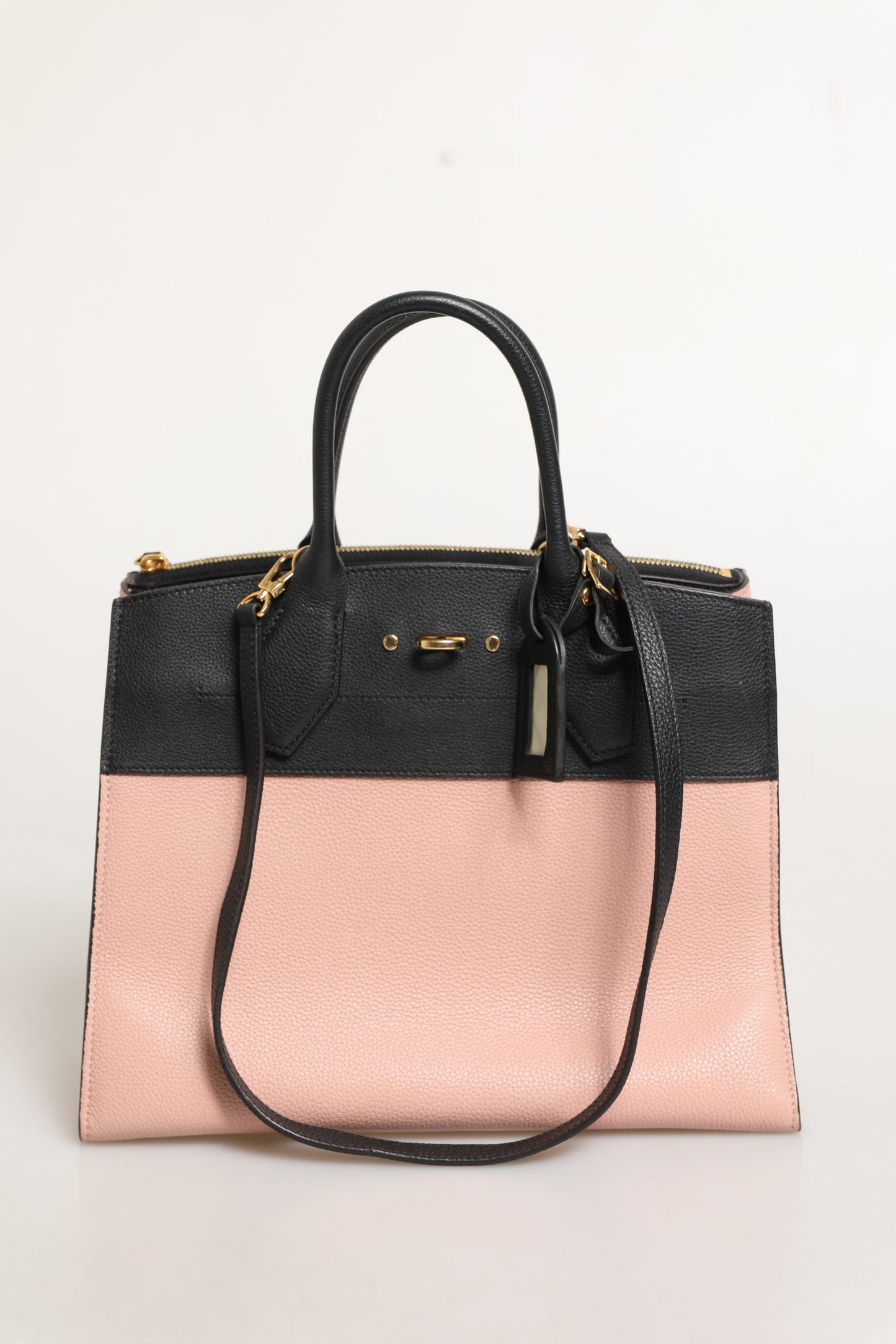 Pink und Schwarze Leder City Steamer Handtasche