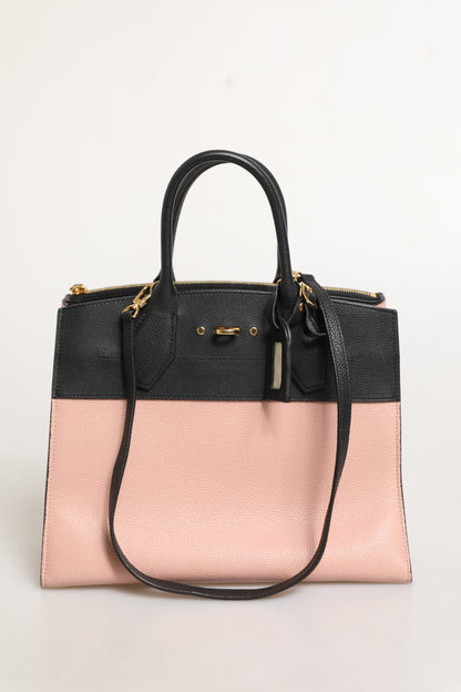 Pink und Schwarze Leder City Steamer Handtasche
