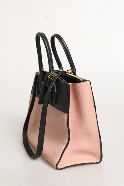 Pink und Schwarze Leder City Steamer Handtasche