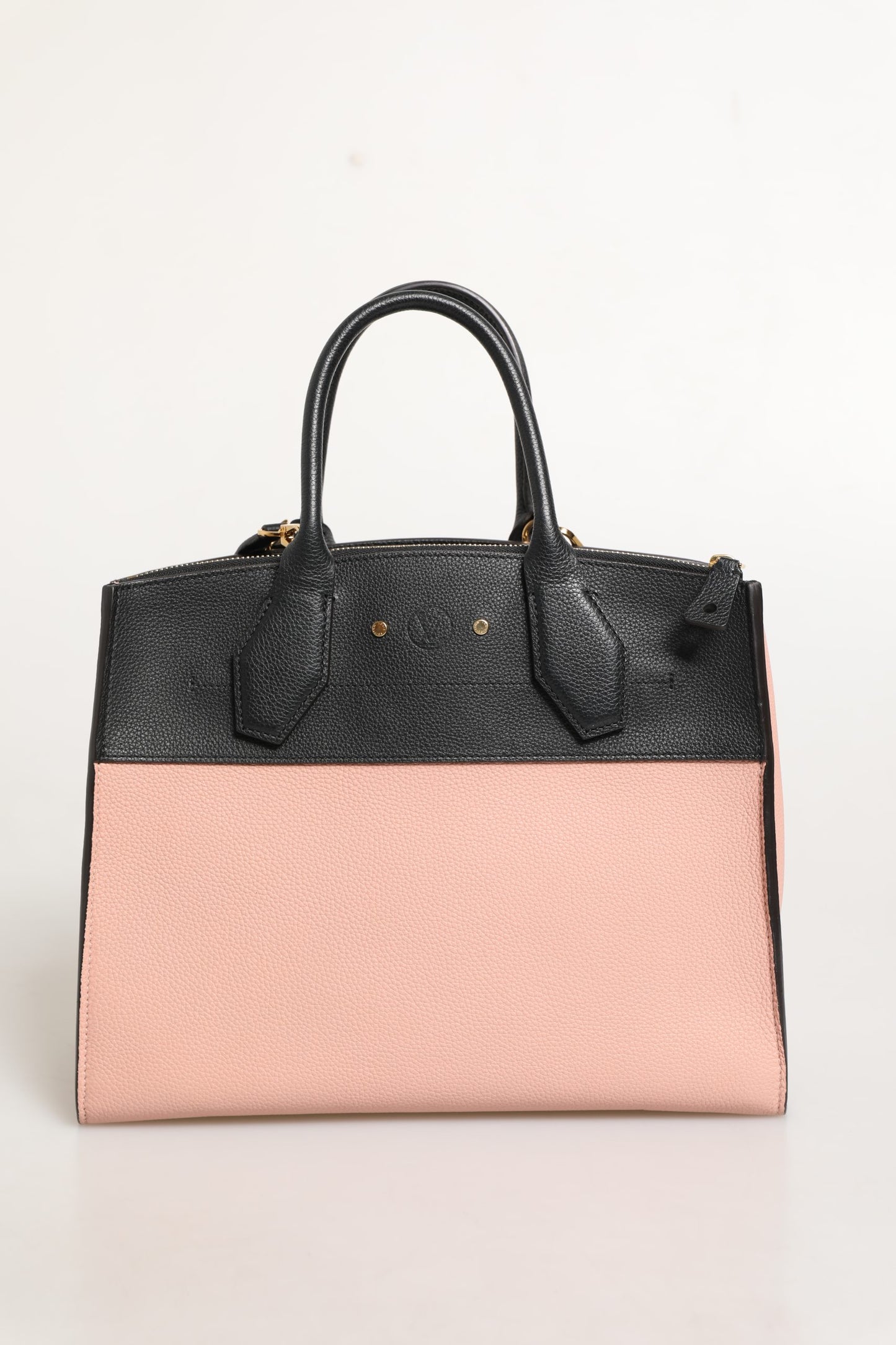 Pink und Schwarze Leder City Steamer Handtasche