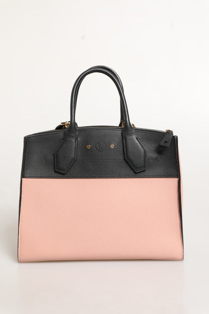 Pink und Schwarze Leder City Steamer Handtasche