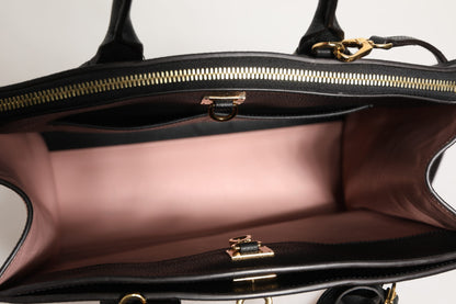 Pink und Schwarze Leder City Steamer Handtasche