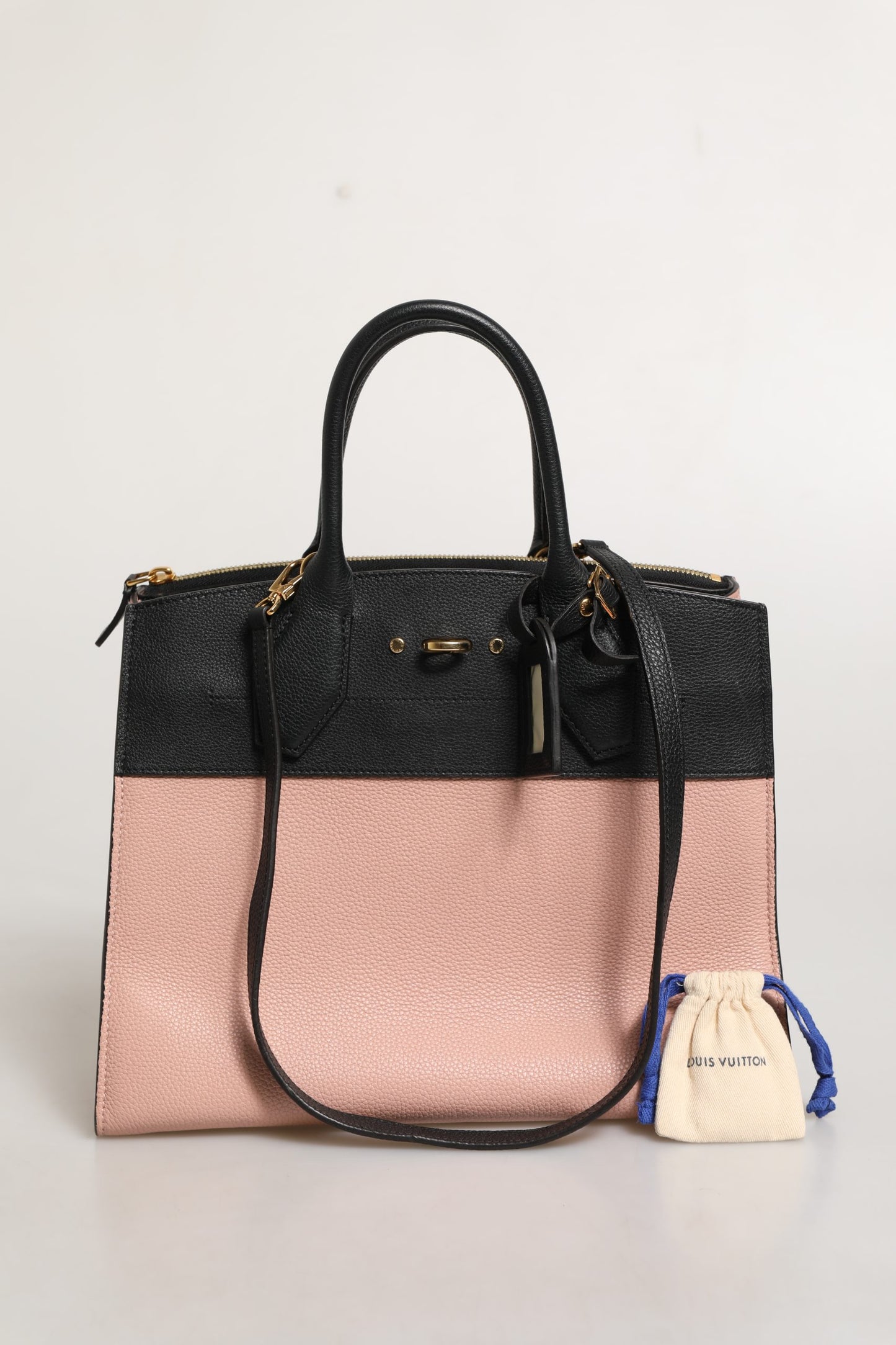 Pink und Schwarze Leder City Steamer Handtasche