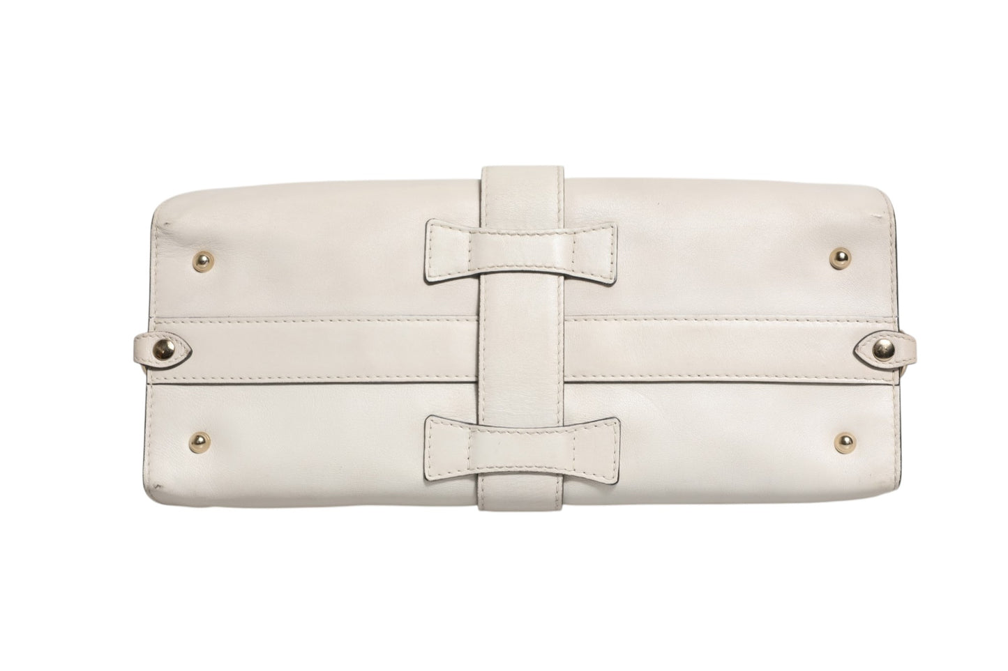 Weiße Leder-Tasche mit Steigbügel-Henkel