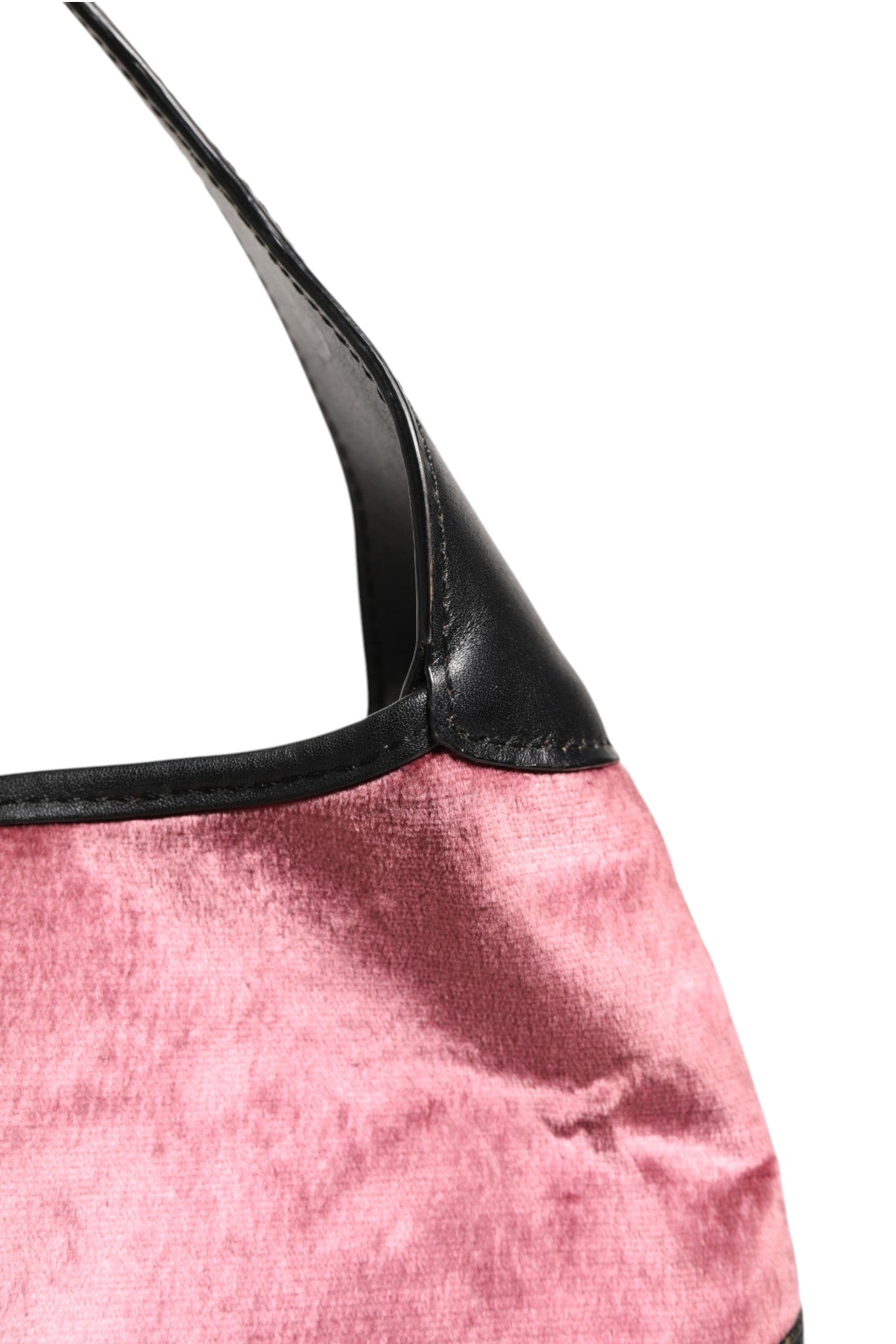 Jackie Schultertasche aus pinkem Samt und schwarzem Leder