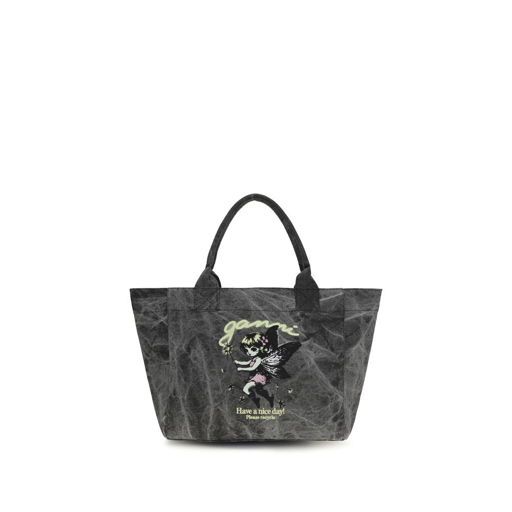 Graue Schultertasche aus recycelter Baumwolle