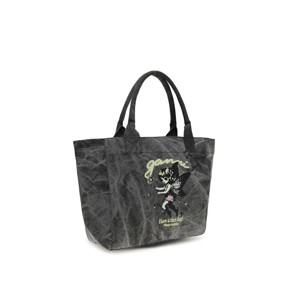 Graue Schultertasche aus recycelter Baumwolle