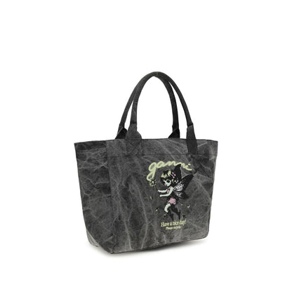 Graue Schultertasche aus recycelter Baumwolle