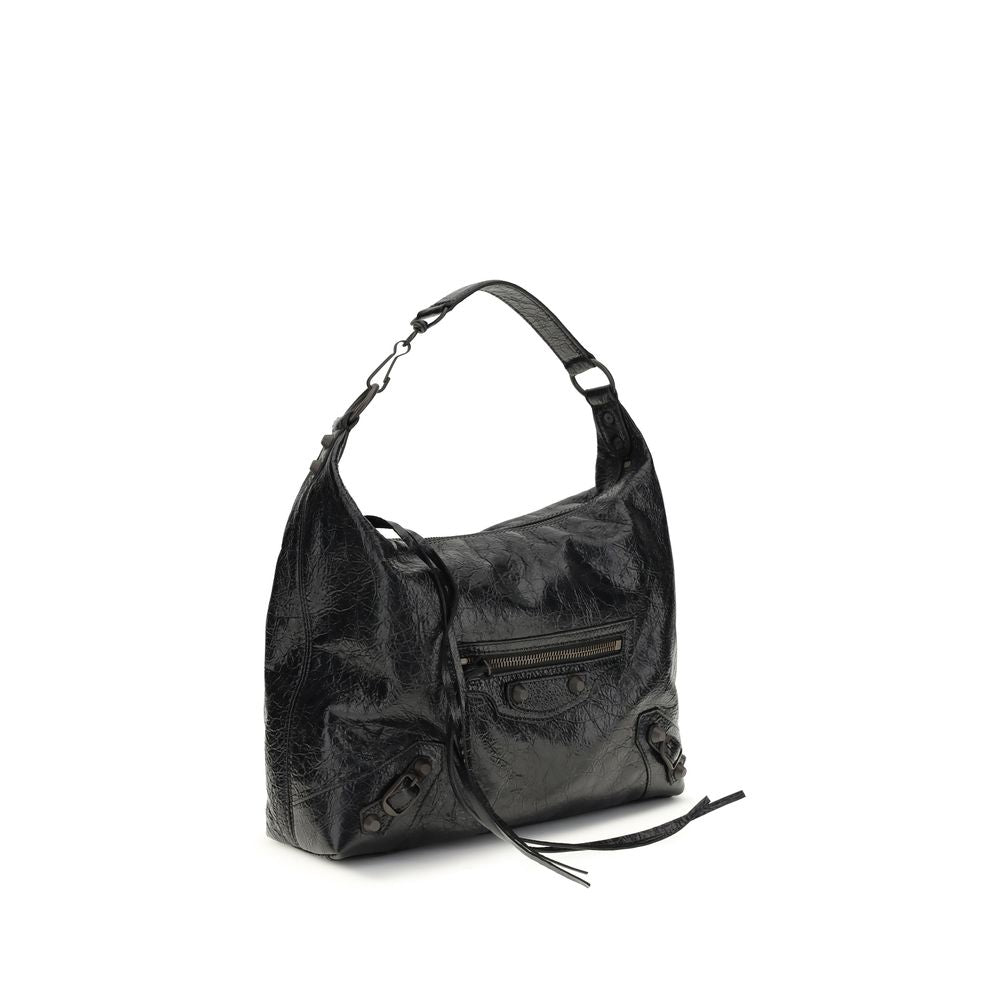 Schwarze Lammleder Schultertasche Ovis Aries Aries