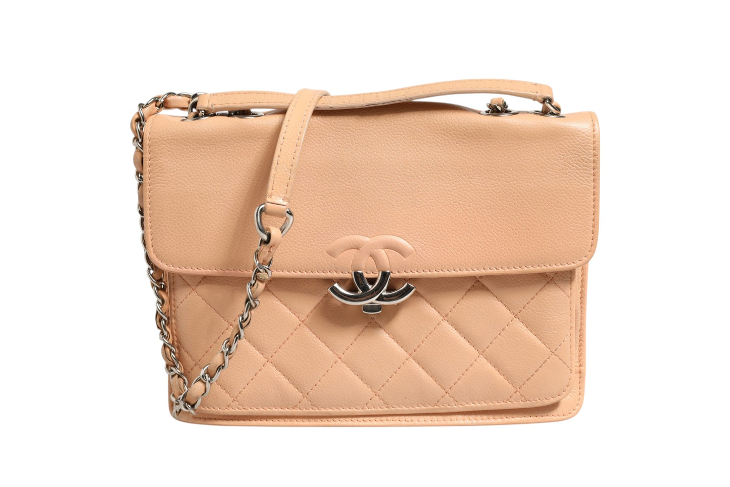 Kleine CC Box Flap Bag aus gestepptem Ziegenleder