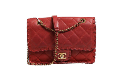 Mini Flap Bag Lammleder Geflochtenes Kalbsleder Goldfarbene Metallbeschläge