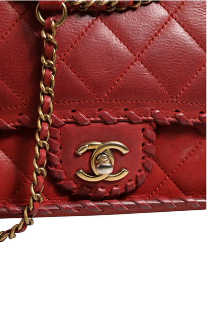 Mini Flap Bag Lammleder Geflochtenes Kalbsleder Goldfarbene Metallbeschläge