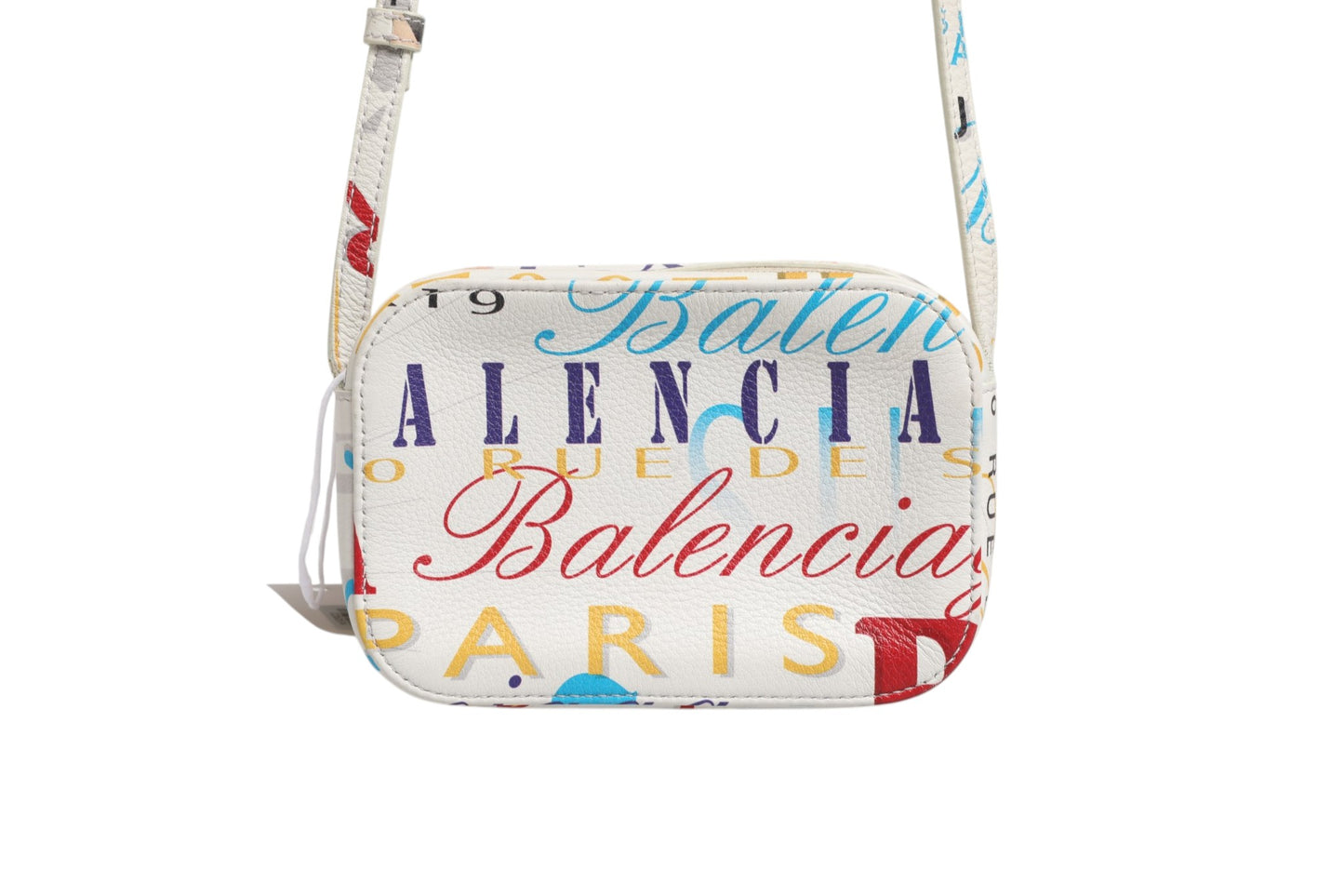 Weiße Mini City Handtasche aus Leder mit Graffiti-Print