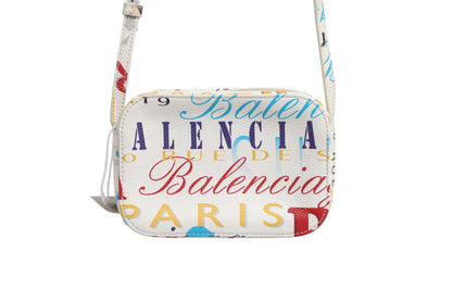 Weiße Mini City Handtasche aus Leder mit Graffiti-Print