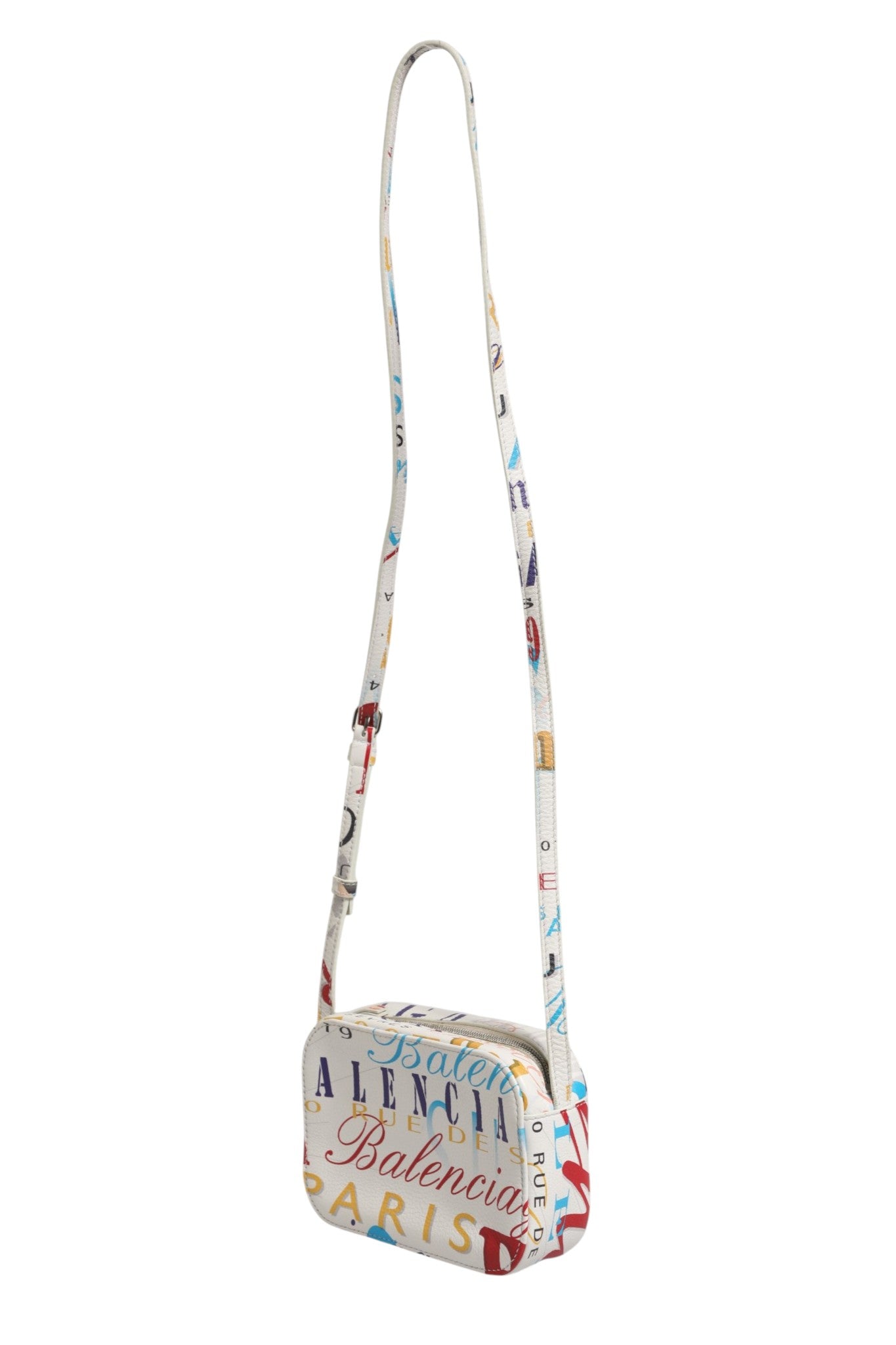 Weiße Mini City Handtasche aus Leder mit Graffiti-Print