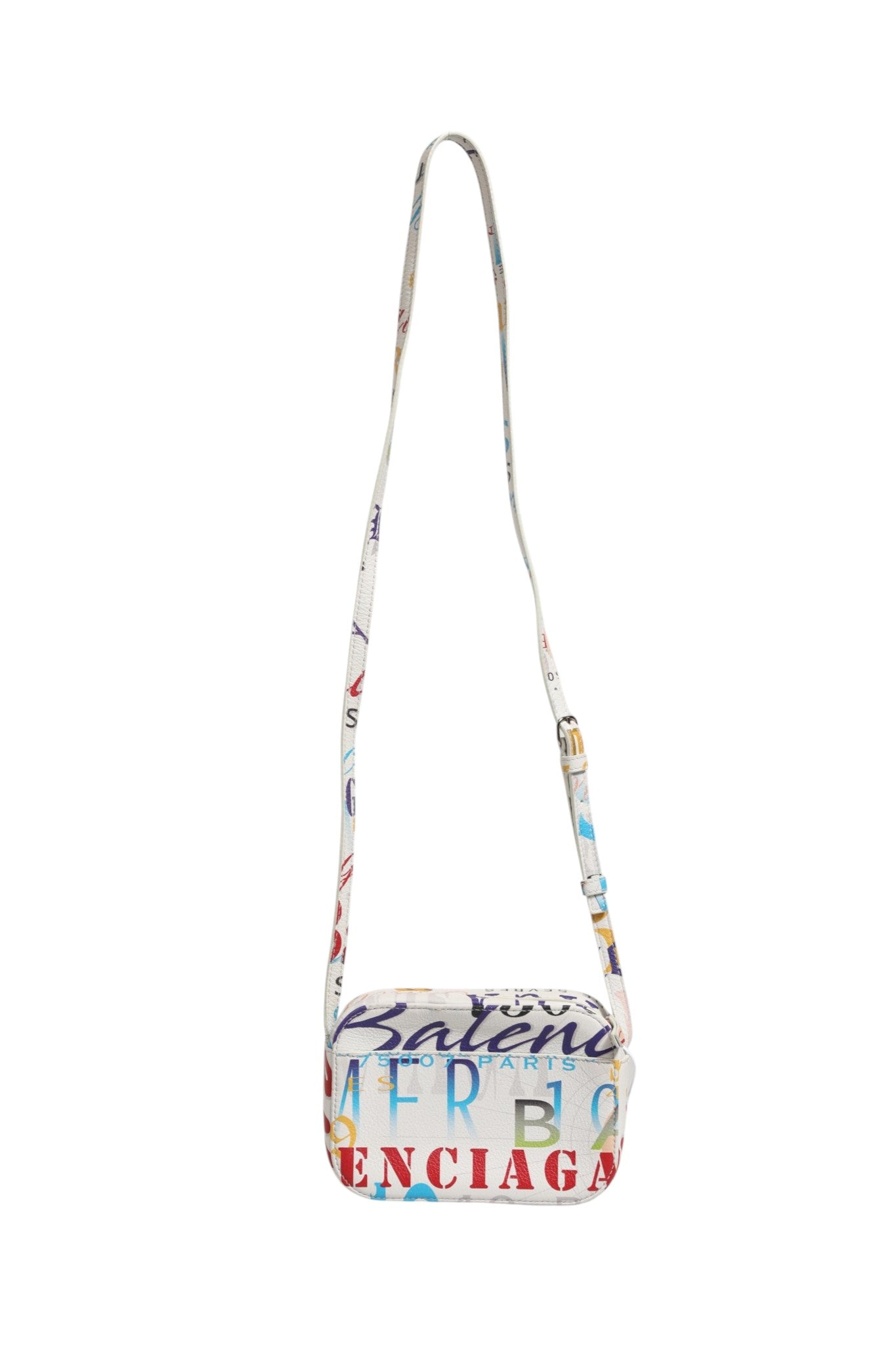 Weiße Mini City Handtasche aus Leder mit Graffiti-Print