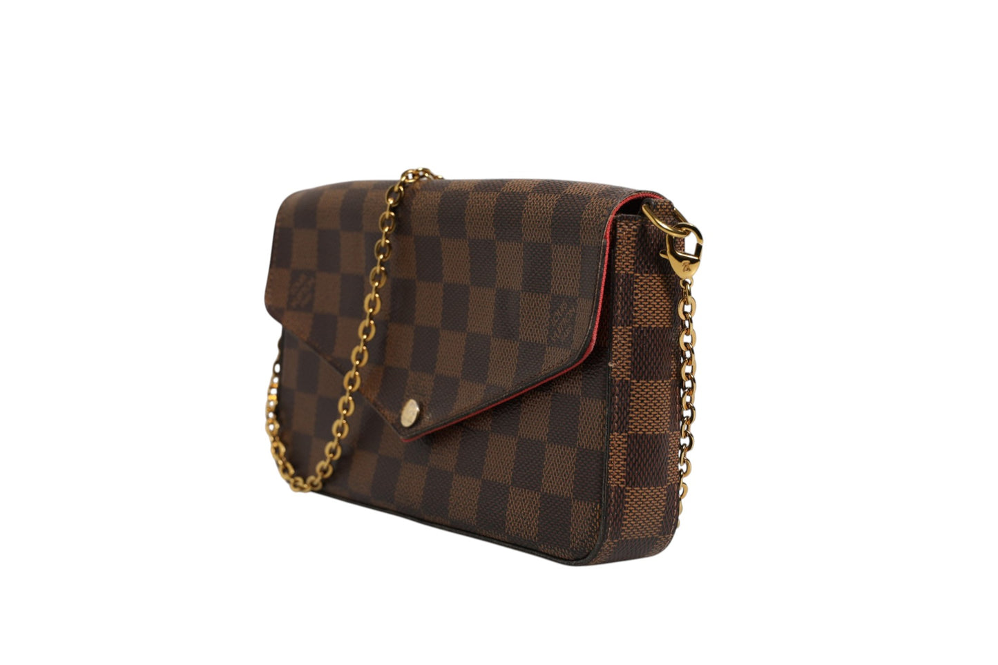 Pochette Felice Geldbörse mit Kette aus Damier Ebene Canvas