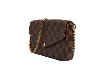 Pochette Felice Geldbörse mit Kette aus Damier Ebene Canvas