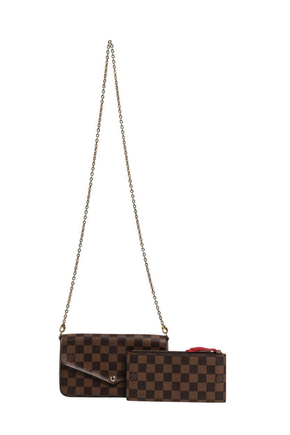 Pochette Felice Geldbörse mit Kette aus Damier Ebene Canvas