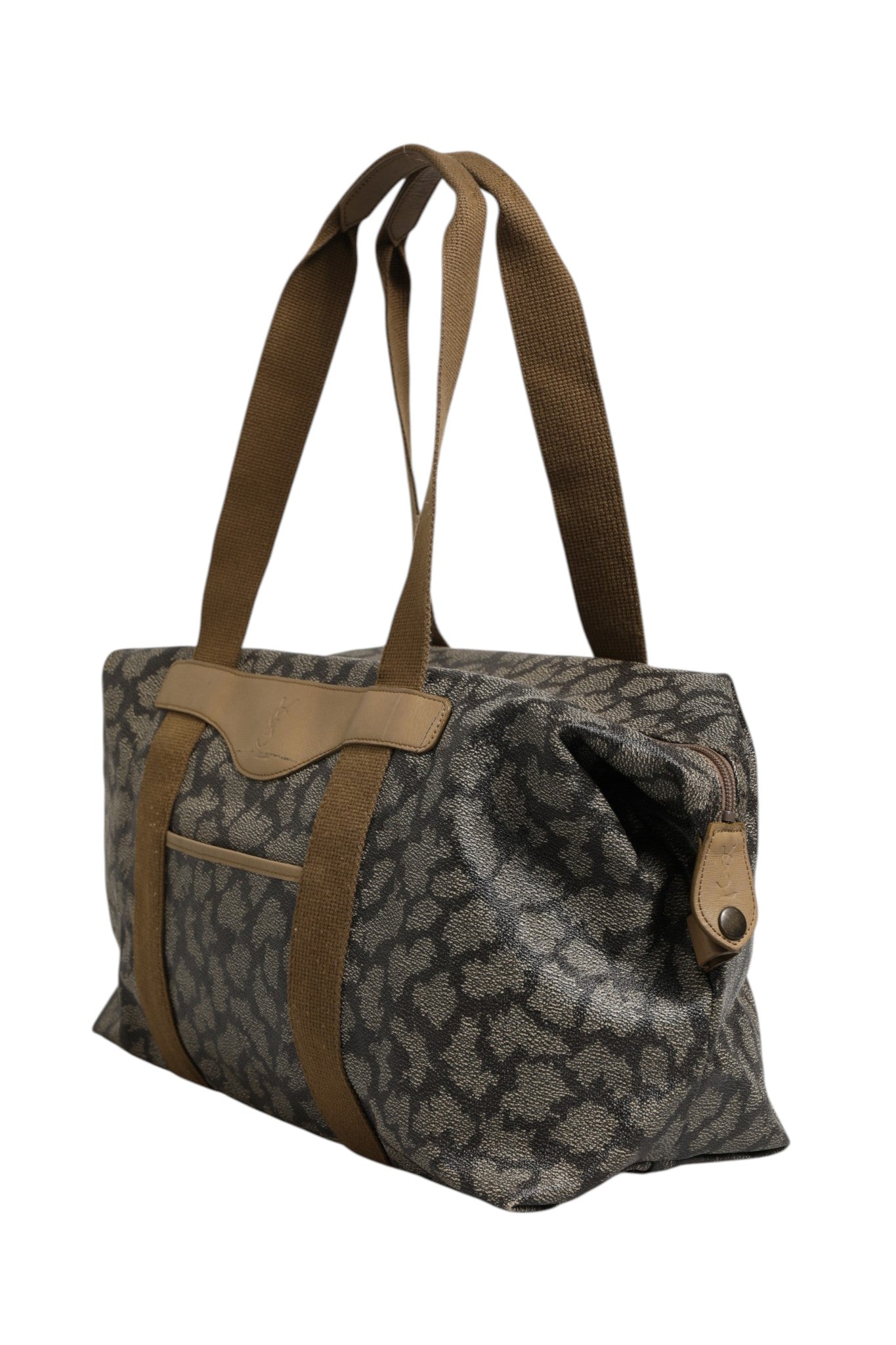 Duffel Bag aus Canvas mit grün-braunem Muster