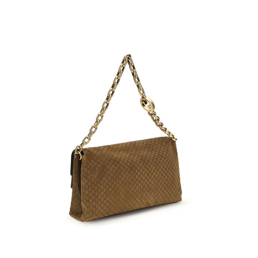Elegante braune Wildleder Umhängetasche mit GG-Design von Gucci