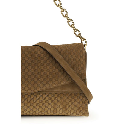 Elegante braune Wildleder Umhängetasche mit GG-Design von Gucci