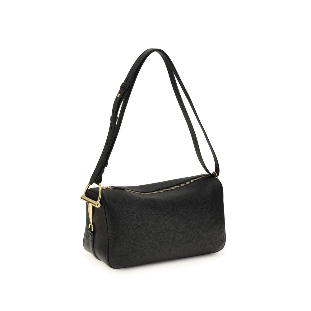 Schwarze Bos Taurus Kalbsleder Schultertasche