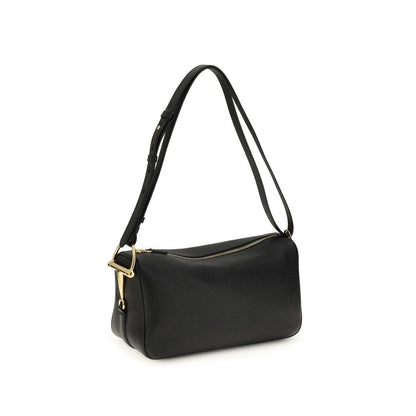 Schwarze Bos Taurus Kalbsleder Schultertasche