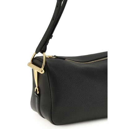 Schwarze Bos Taurus Kalbsleder Schultertasche
